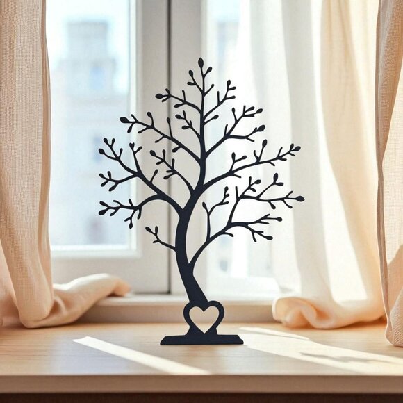 Minimalist Tree Decor Heart Home Accent Handmade Black - Picture 6 of 12